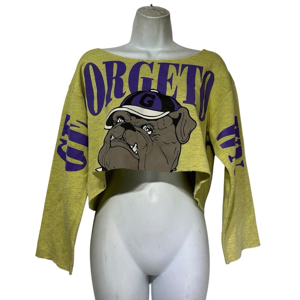 furst of a kind Georgetown Long sleeve distressed Crop top